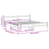 Bettgestell ohne Matratze 200x200 cm aus massivem Kiefernholz