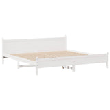 Cadre de lit sans matelas blanc 200x200 cm bois massif de pin