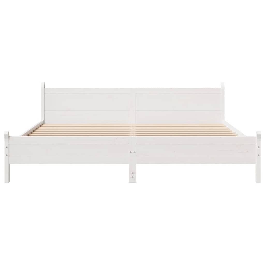 Cadre de lit sans matelas blanc 200x200 cm bois massif de pin