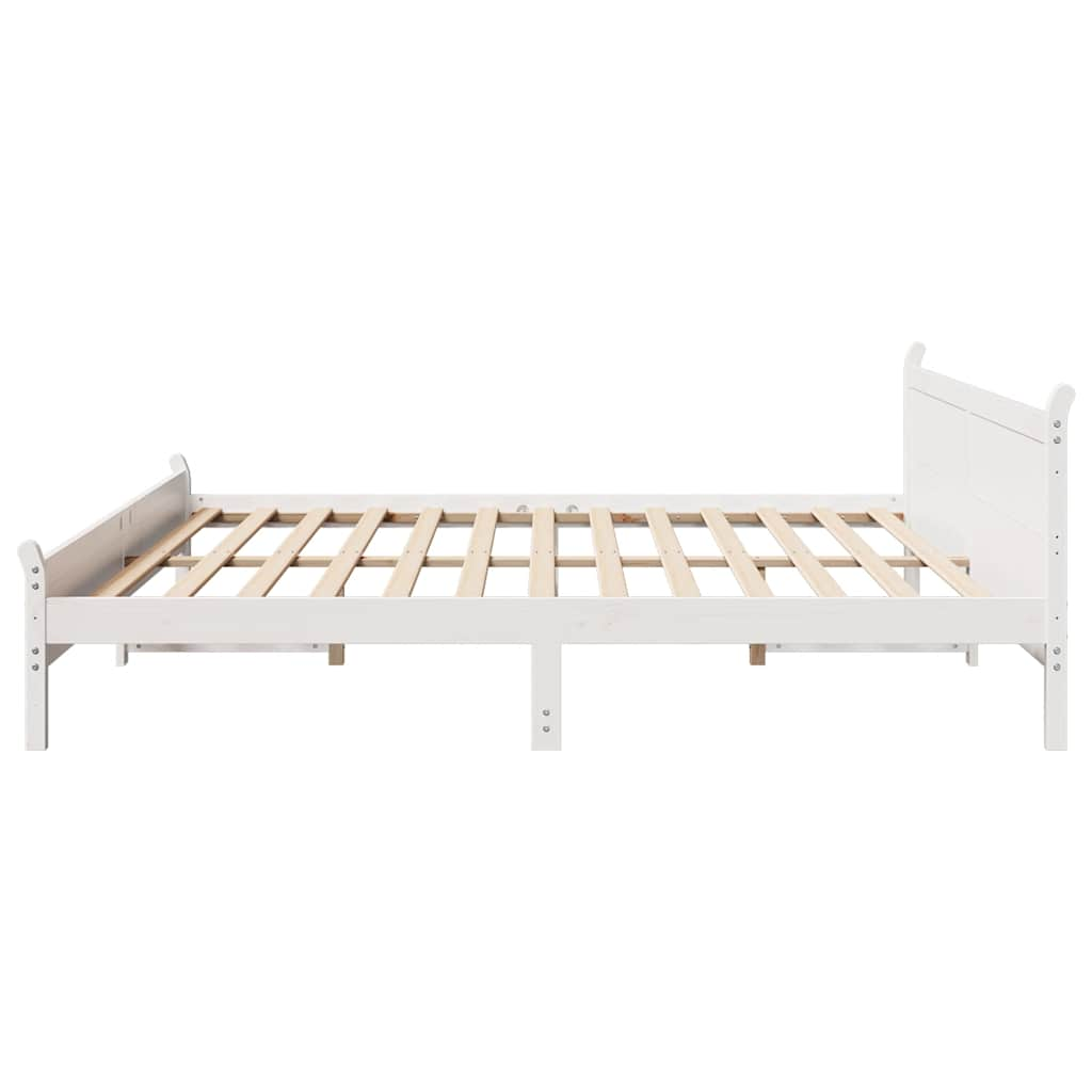 Cadre de lit sans matelas blanc 200x200 cm bois massif de pin