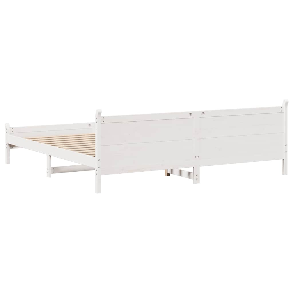 Cadre de lit sans matelas blanc 200x200 cm bois massif de pin