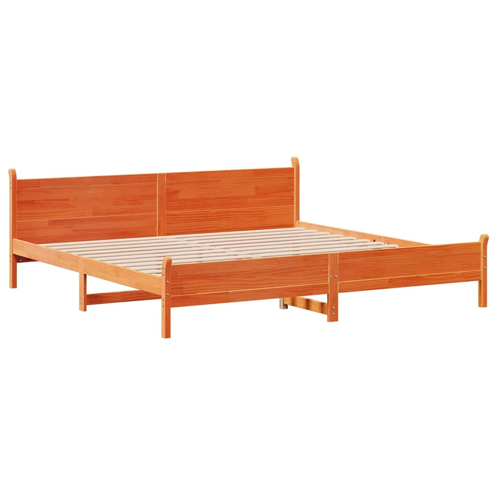 Cadre de lit sans matelas cire marron 200x200cm bois pin massif