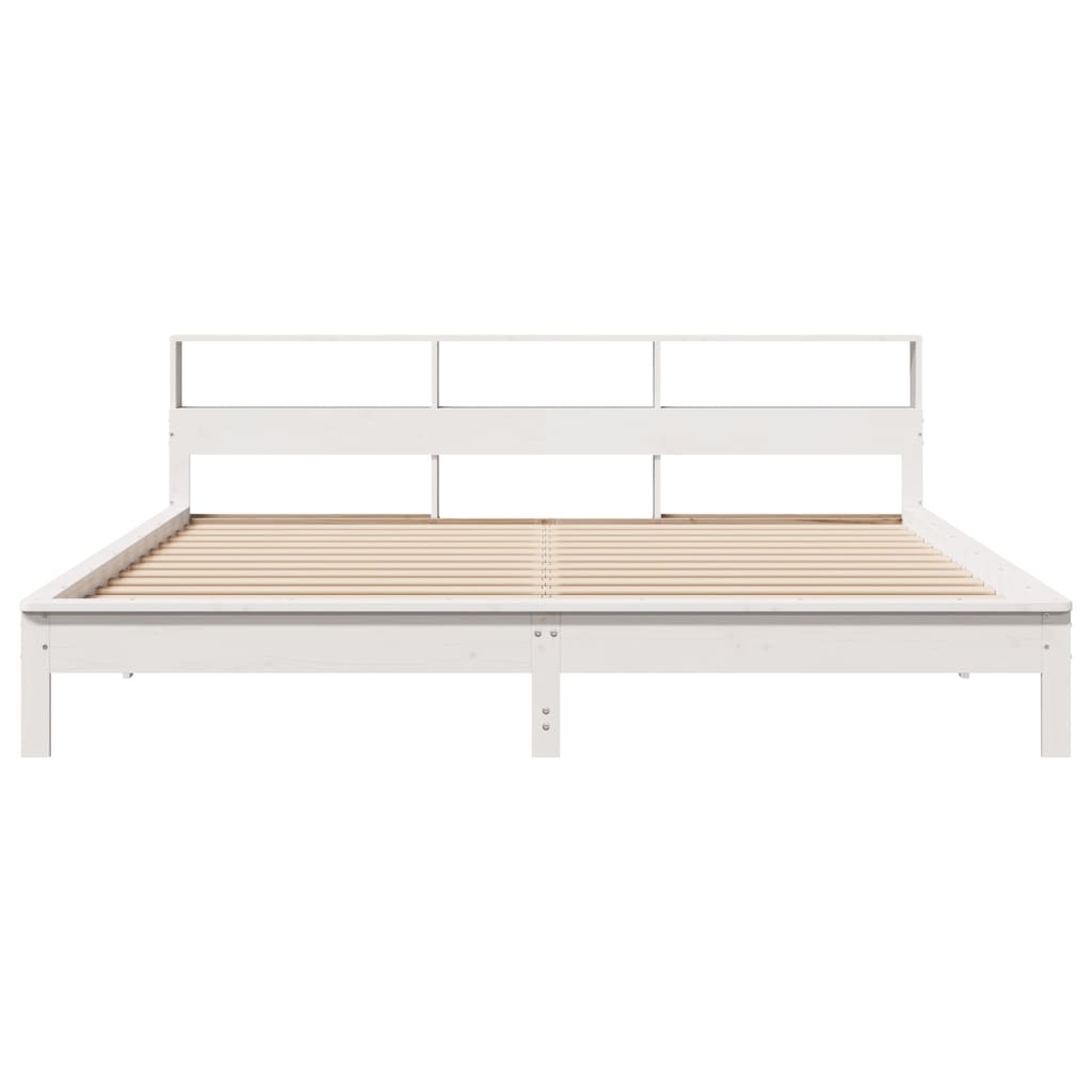 Bed frame without mattress white 200x200 cm solid pine wood