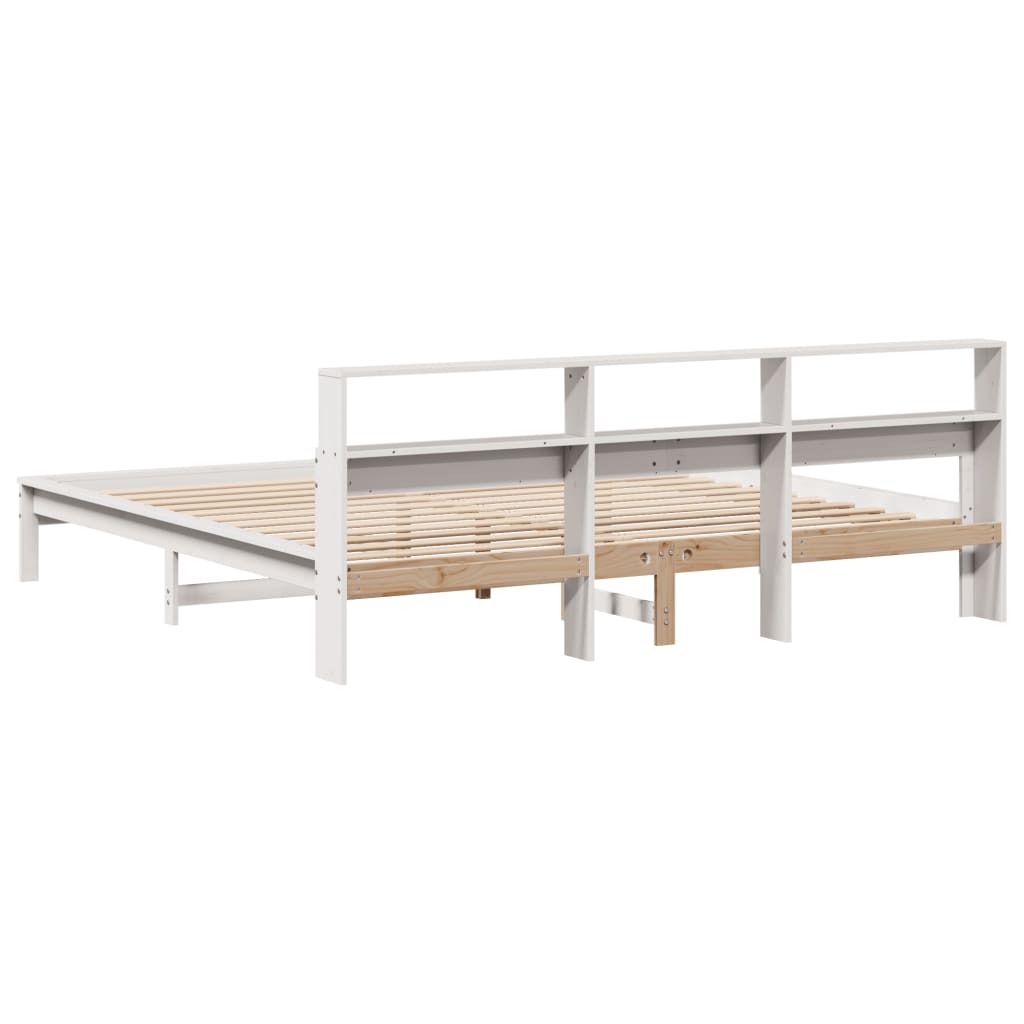 Bed frame without mattress white 200x200 cm solid pine wood