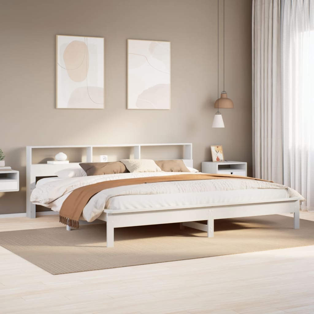 Bed frame without mattress white 200x200 cm solid pine wood