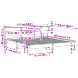 Bettgestell ohne Matratze, braunes Wachs, 200 x 200 cm, massives Kiefernholz