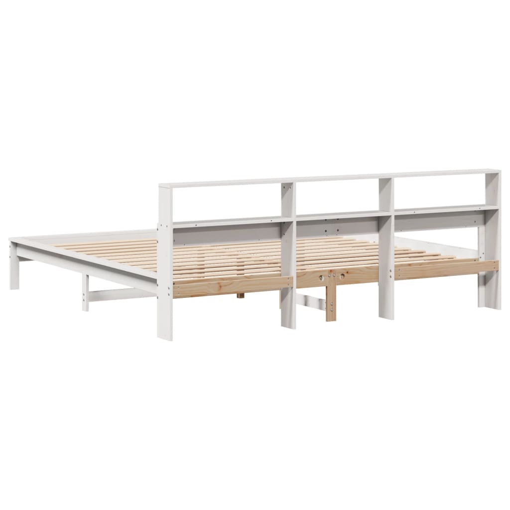 Cadre de lit sans matelas blanc 180x200 cm bois massif de pin