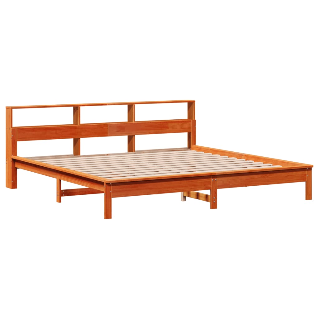 Cadre de lit sans matelas cire marron 180x200cm bois pin massif