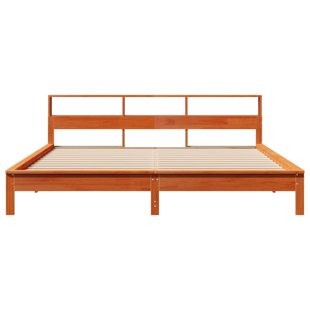 Cadre de lit sans matelas cire marron 180x200cm bois pin massif