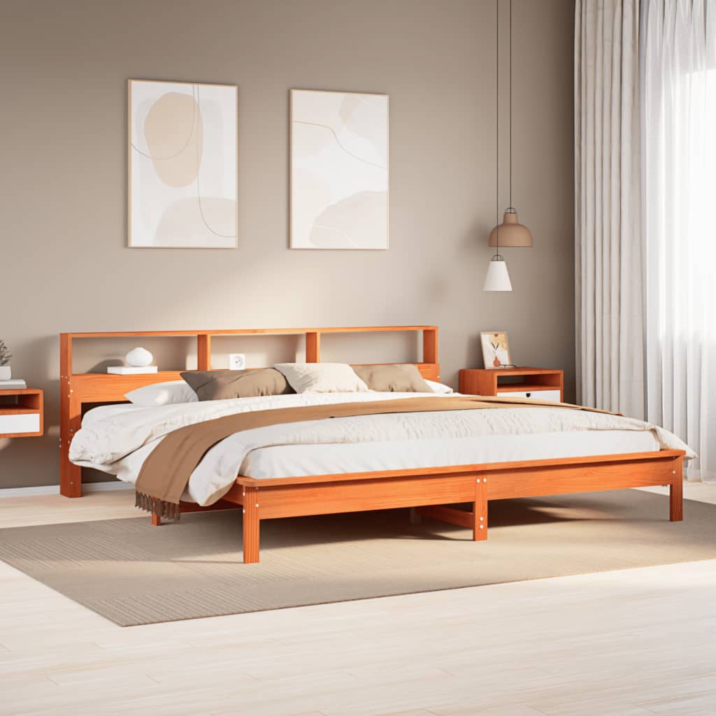 Cadre de lit sans matelas cire marron 180x200cm bois pin massif