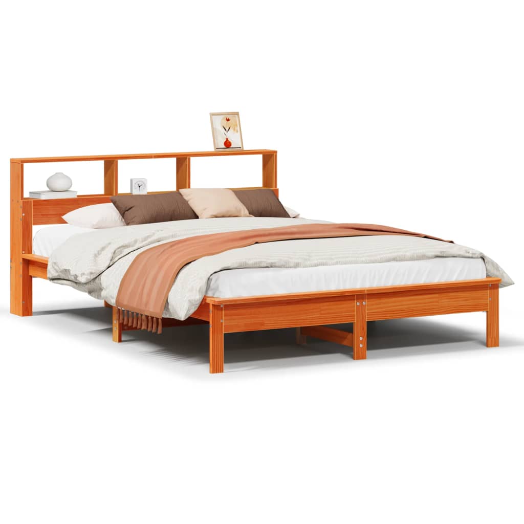 Cadre de lit sans matelas cire marron 160x200cm bois pin massif