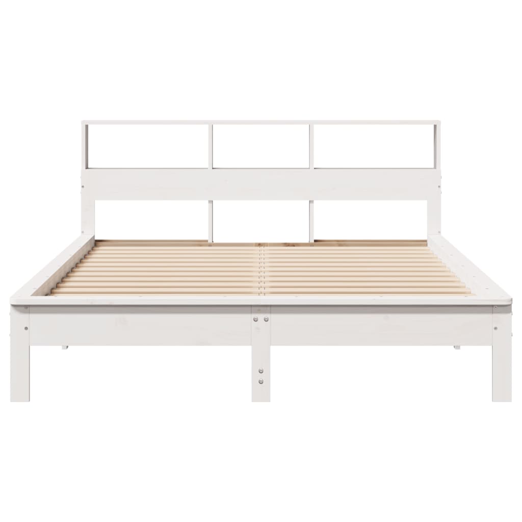 Cadre de lit sans matelas blanc 150x200 cm bois de pin massif