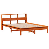 Cadre de lit sans matelas cire marron 140x200cm bois pin massif