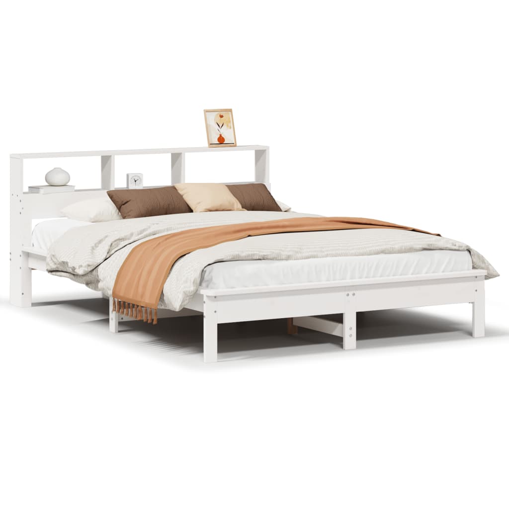 Cadre de lit sans matelas blanc 135x190 cm bois de pin massif