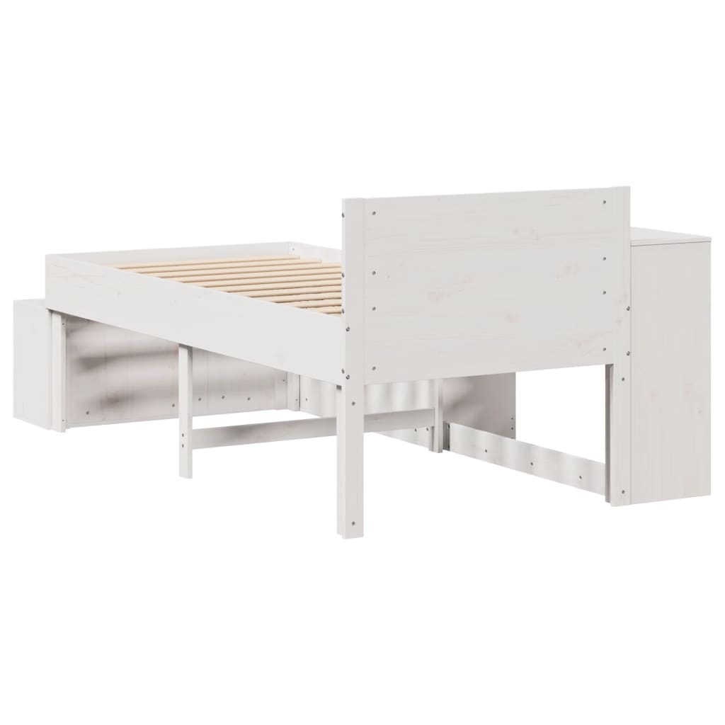 Cadre de lit sans matelas blanc 90x200 cm bois de pin massif