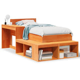 Bed frame without mattress brown wax 90x190 cm solid pine wood