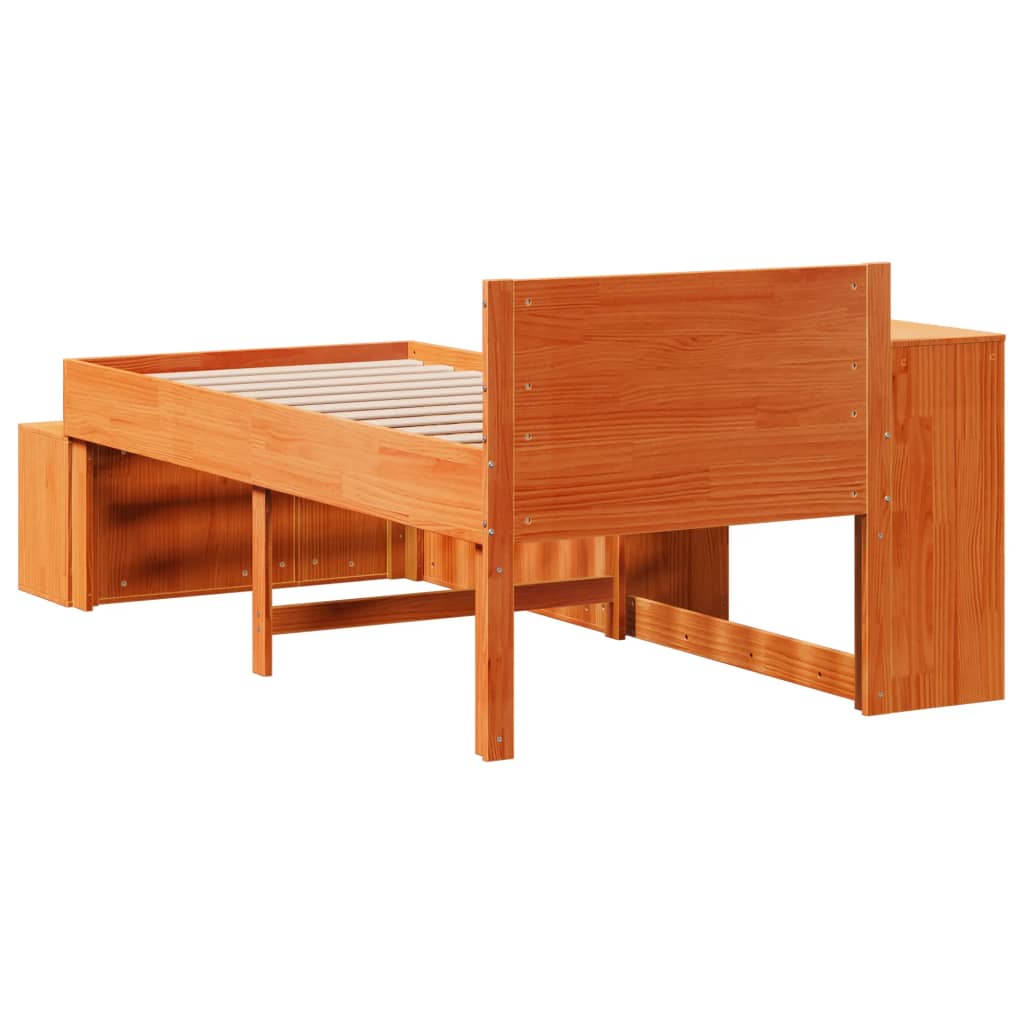 Bed frame without mattress brown wax 90x190 cm solid pine wood