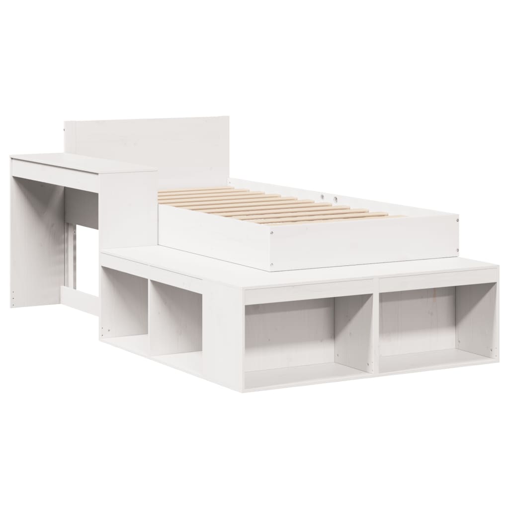 Bed frame without white mattress 75x190 cm solid pine wood