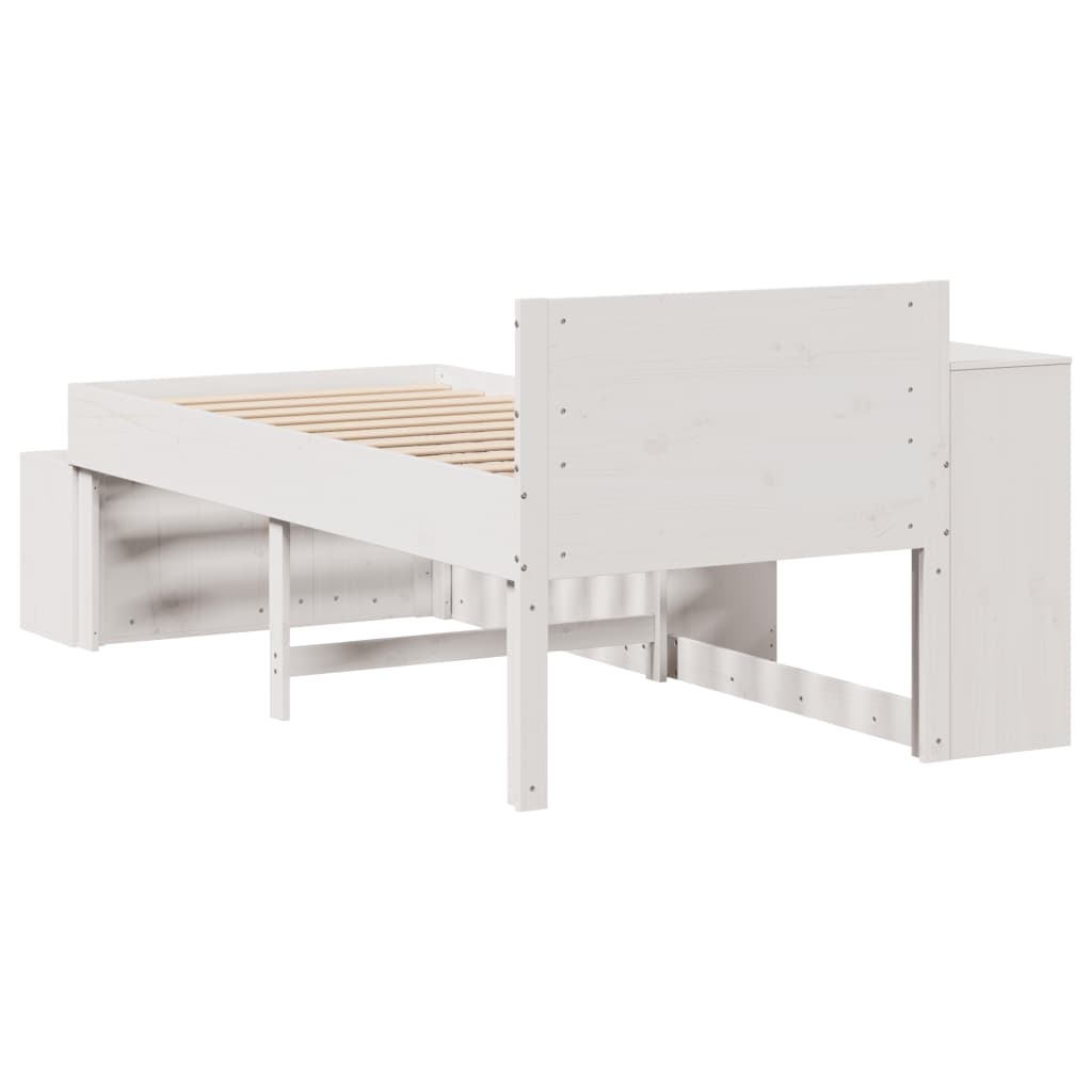 Bed frame without white mattress 75x190 cm solid pine wood