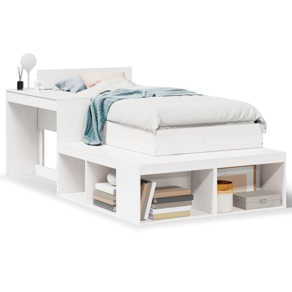 Bed frame without mattress white 80x200 cm solid pine wood