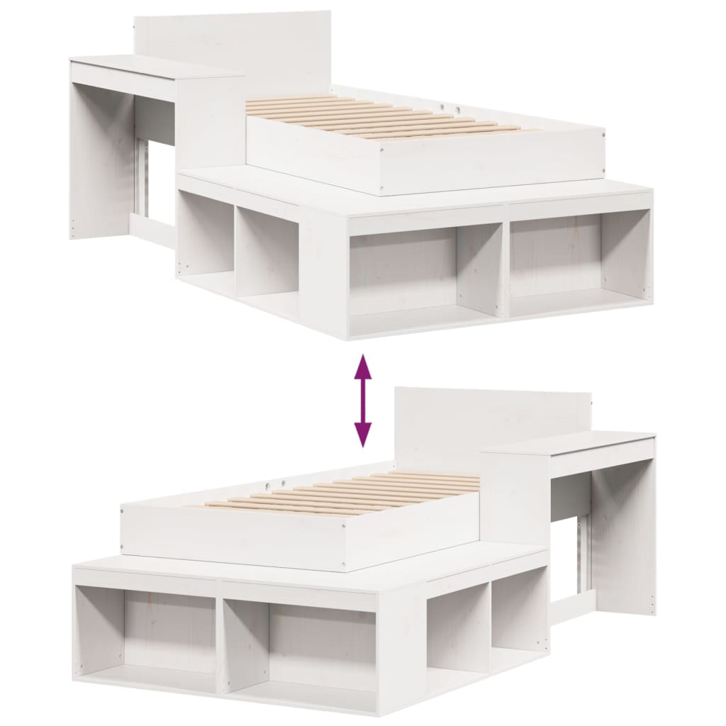 Bed frame without mattress white 80x200 cm solid pine wood