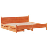 Bed frame without mattress brown wax 200x200cm solid pine wood