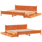 Bed frame without mattress brown wax 200x200cm solid pine wood