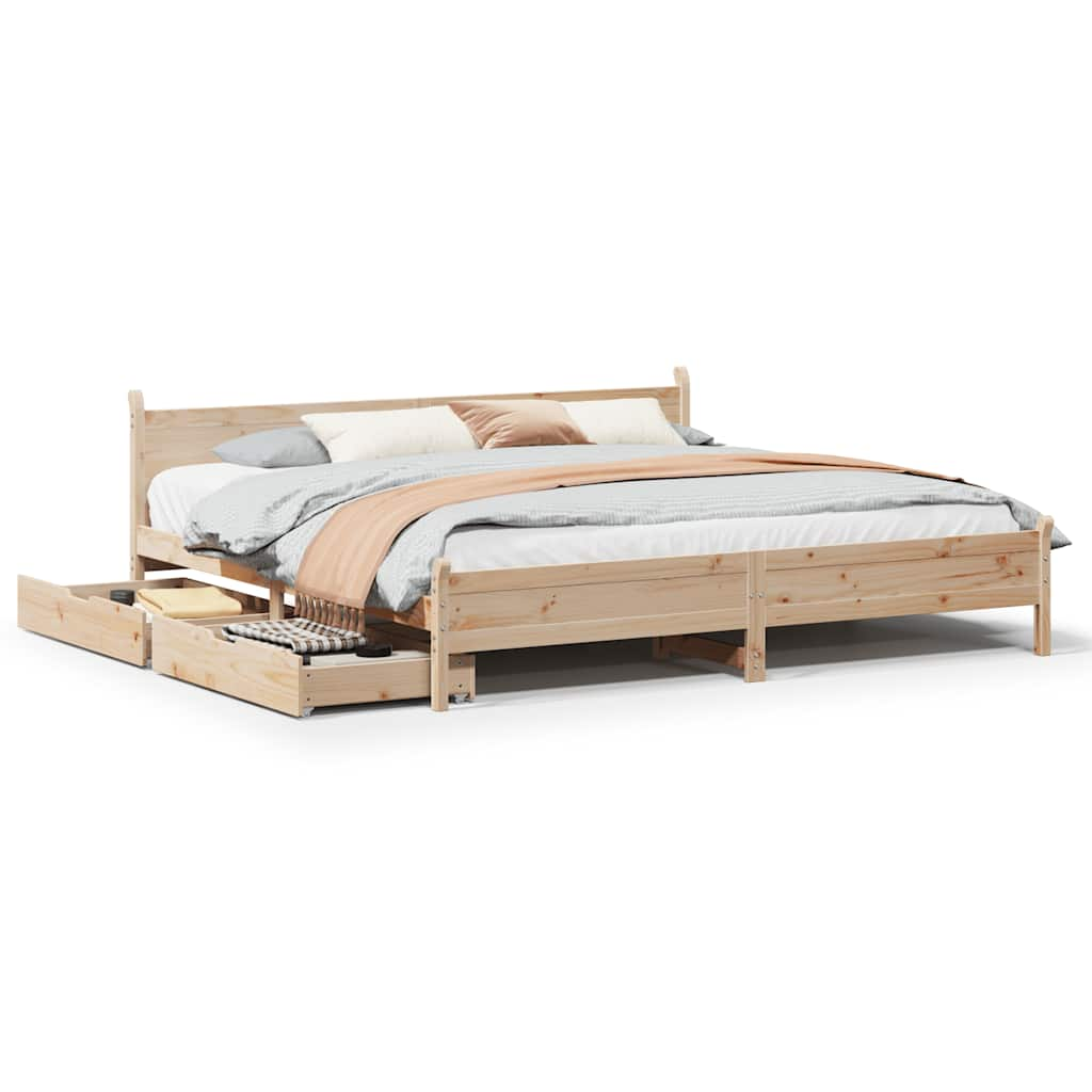 Bed frame without mattress 180x200 cm solid pine wood