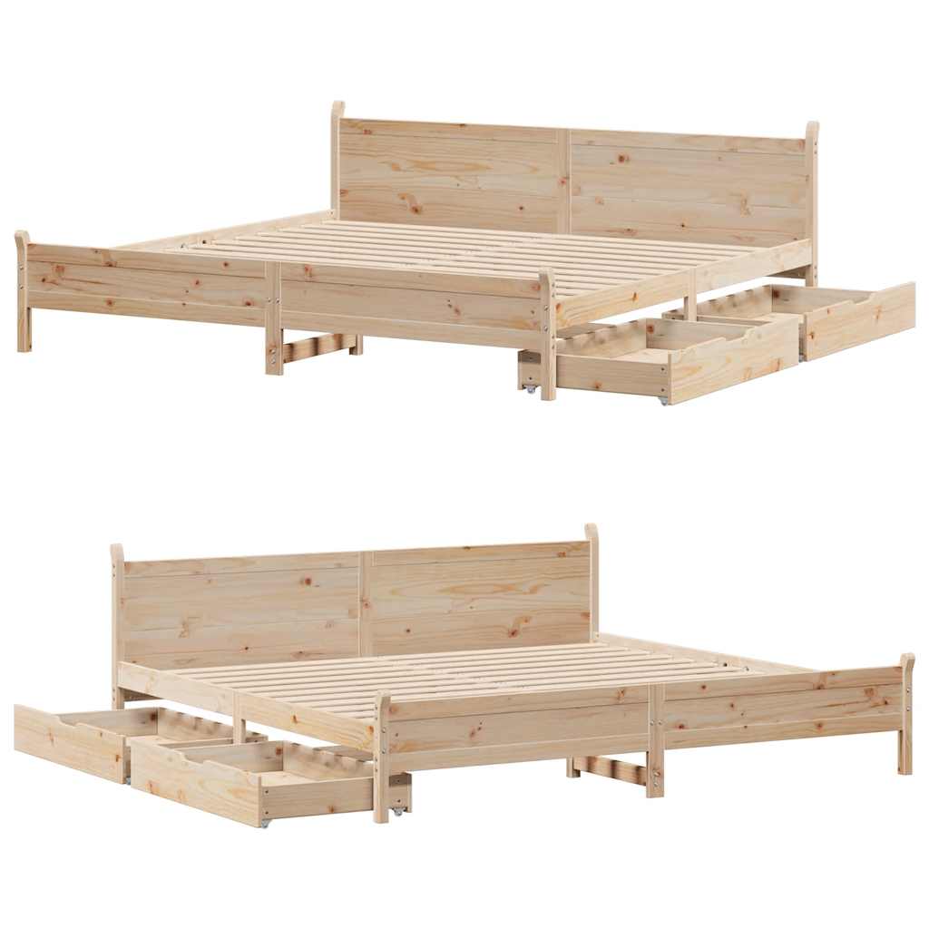 Bed frame without mattress 180x200 cm solid pine wood