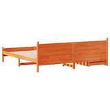 Bed frame without mattress brown wax 180x200cm solid pine wood