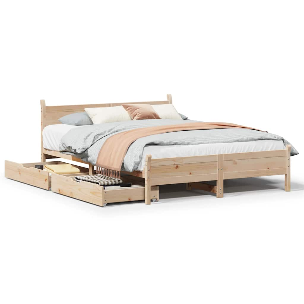 Bed frame without mattress 160x200 cm solid pine wood