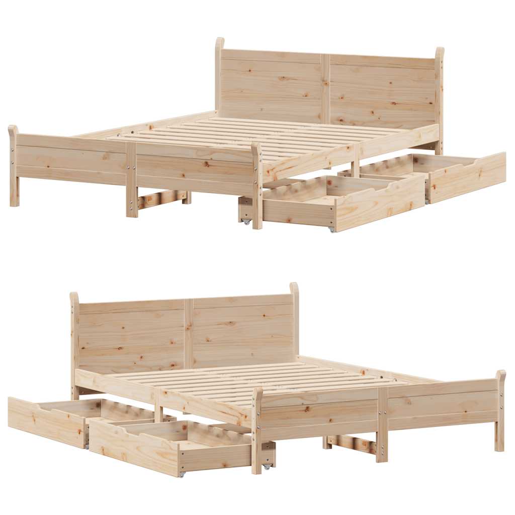 Bed frame without mattress 160x200 cm solid pine wood