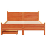 Bed frame without mattress brown wax 160x200cm solid pine wood