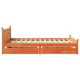 Bed frame without mattress brown wax 150x200cm solid pine wood