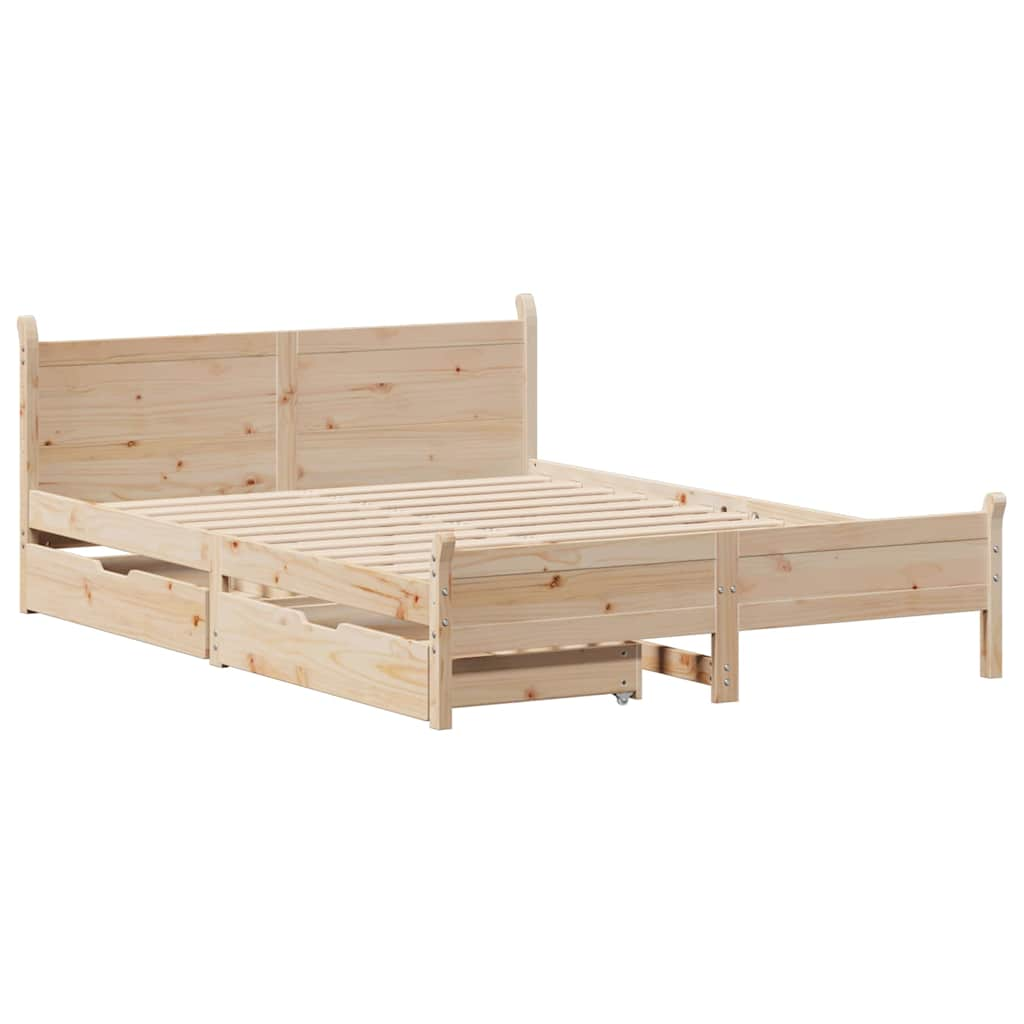 Bed frame without mattress 140x200 cm solid pine wood