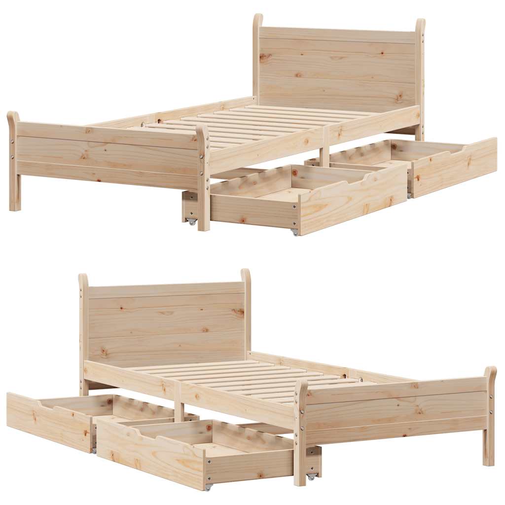 Cadre de lit sans matelas 100x200 cm bois massif de pin