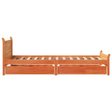 Bed frame without mattress brown wax 100x200cm solid pine wood