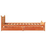 Bed frame without mattress brown wax 90x200 cm solid pine wood