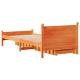 Bed frame without mattress brown wax 90x200 cm solid pine wood