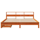 Library bed without brown wax mattress 200x200 cm solid pine