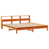 Library bed without brown wax mattress 180x200 cm solid pine