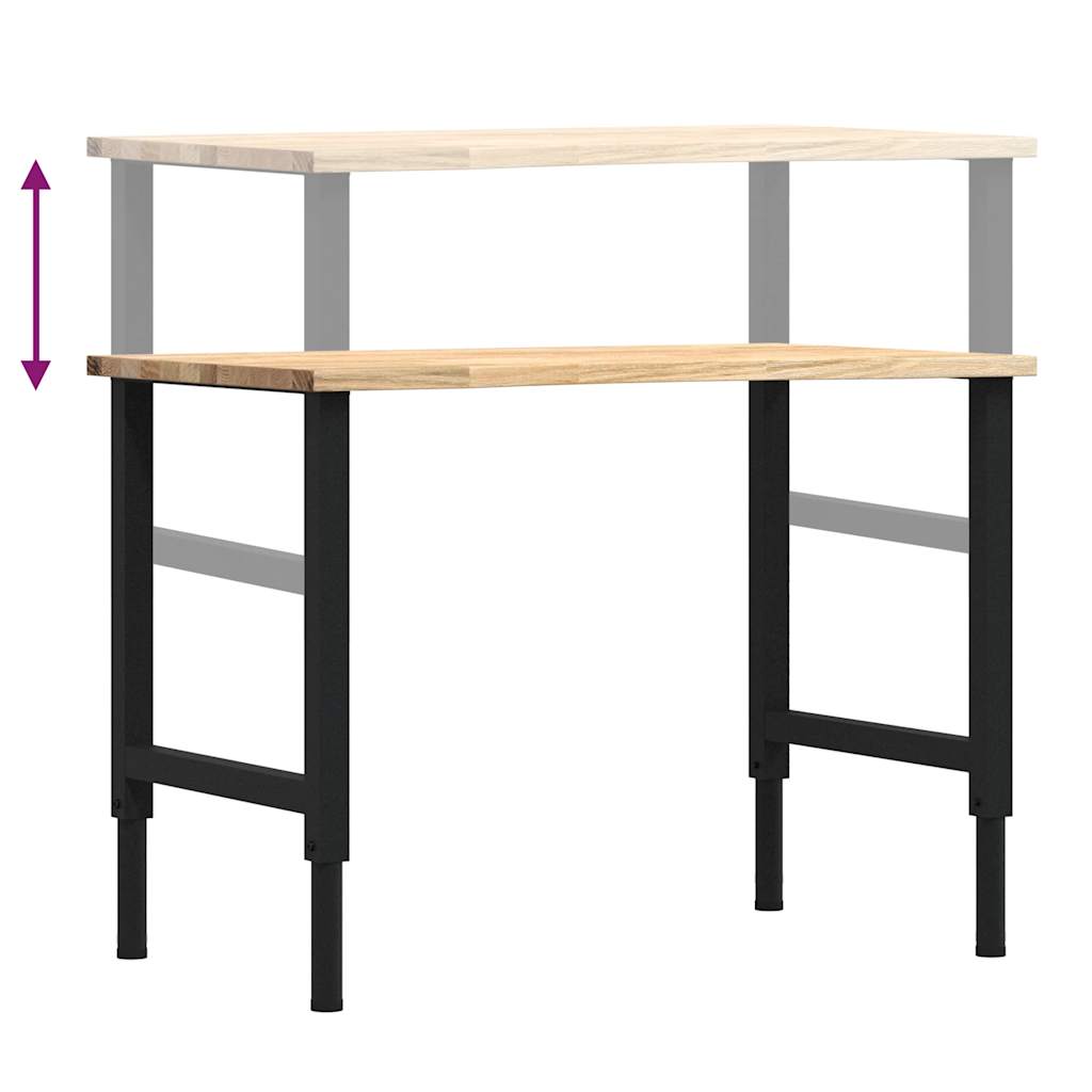 Établi 100x60x(71,5-98) cm bois de chêne massif