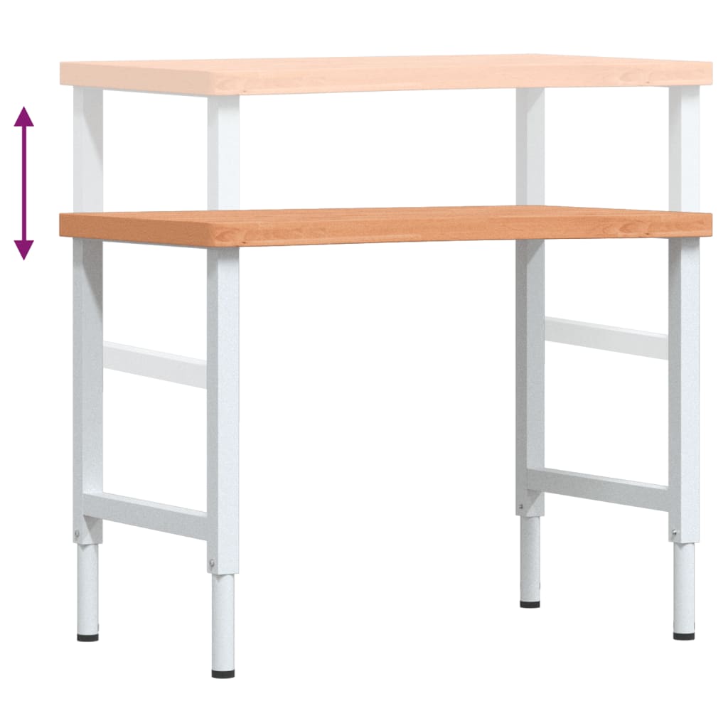 Établi 100x(55-60)x(73-99,5) cm bois massif de hêtre