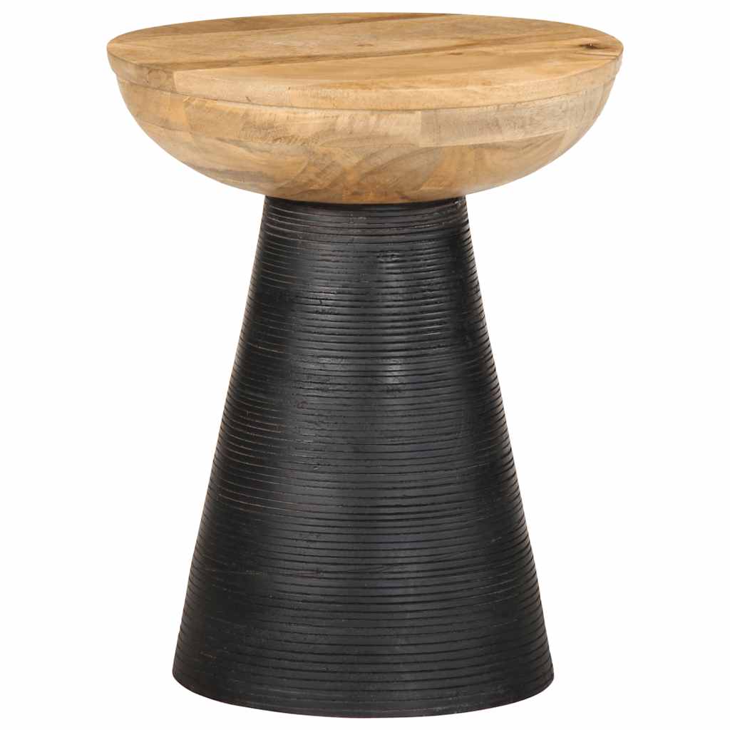 Table d'appoint noir Ø37x45 cm bois de manguier massif