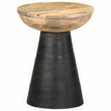 Table d'appoint noir Ø37x45 cm bois de manguier massif