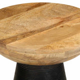 Table d'appoint noir Ø37x45 cm bois de manguier massif