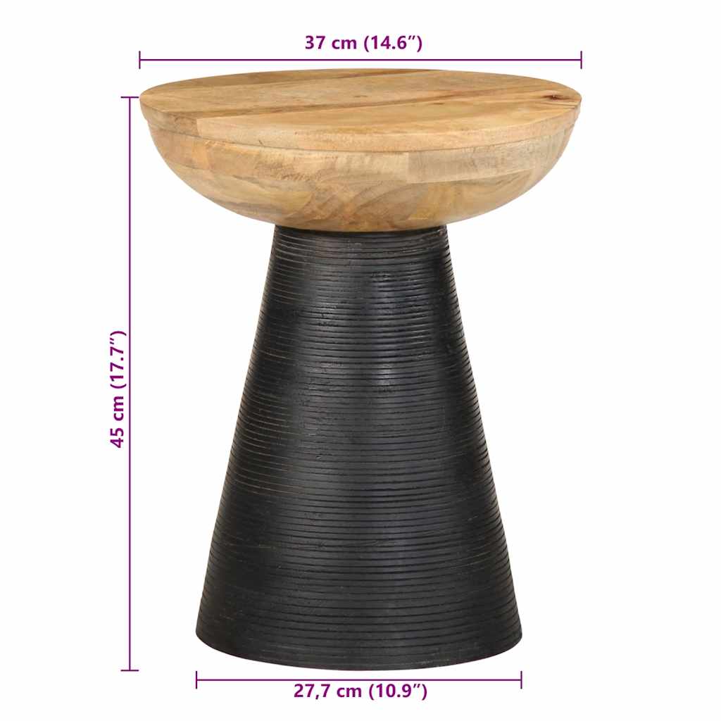 Table d'appoint noir Ø37x45 cm bois de manguier massif