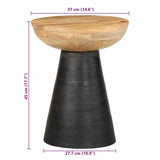 Table d'appoint noir Ø37x45 cm bois de manguier massif