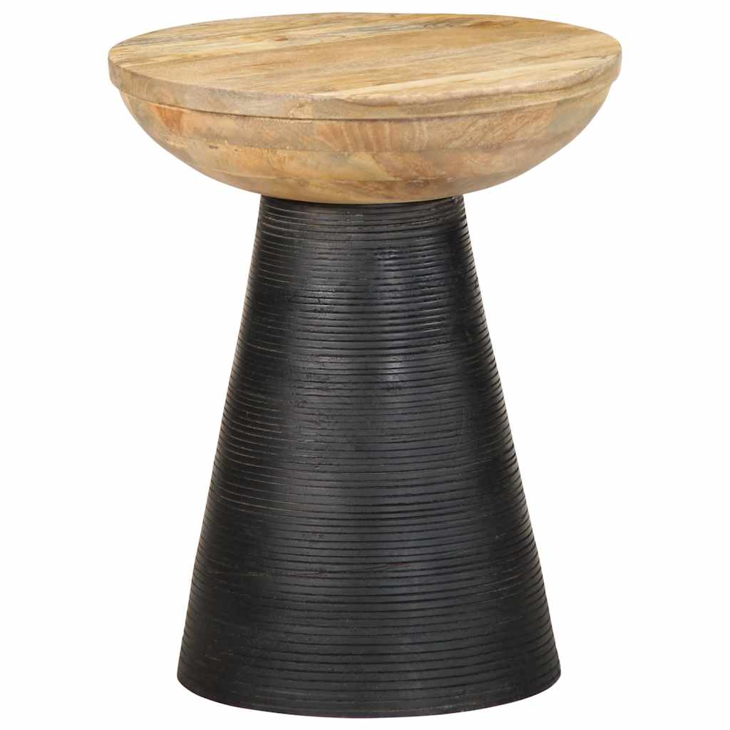 Table d'appoint noir Ø37x45 cm bois de manguier massif