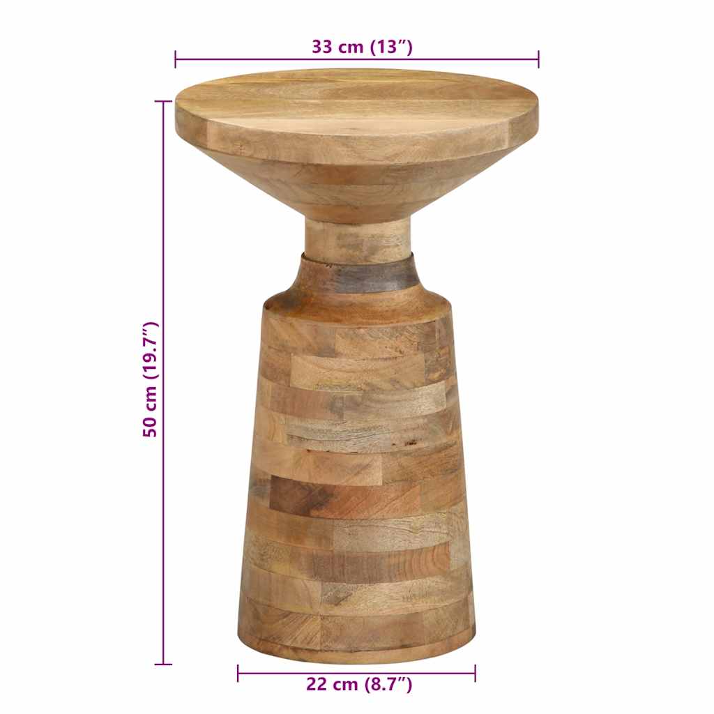 Table d'appoint Ø33x50 cm bois de manguier massif